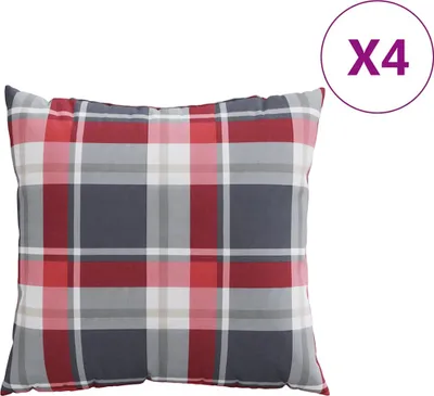 Produktbild von vidaXL Sofakissen 4 Stk. Rot Karomuster 50x50 cm Stoff