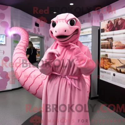 Produktbild von Rosa REDBROKOLY Titanoboa-Maskottchenkostüm mit Wickelkleid und Handschuhen