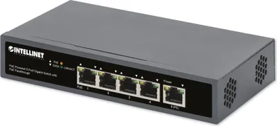 Produktbild von INTELLINET 4-Port Gigabit+1GE (PD) High PoE Switch