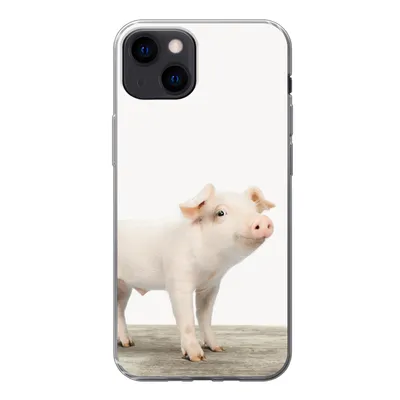 Produktbild von MuchoWow® Handyhülle Schutzhülle Hülle für iPhone 13 Ferkel - Groß - Tiere - Rosa - Jungen - Mädchen - Kinder Silikon Softcase Handy Hülle - Karteninhaber