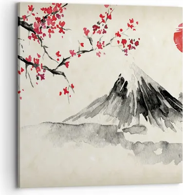 Produktbild von Bild auf Leinwand - Leinwandbild - Einteilig - Aquarell asiatisch Landschaft - 70x70cm - Wand Bild - Wanddeko - Wandbilder - Leinwanddruck - Bilder - Wanddekoration - Leinwand bilder - AC70x70-4513