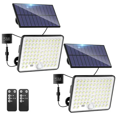 Solar-Wandleuchten 2er-Pack, 82 LED, Bewegungsmelder, IP65