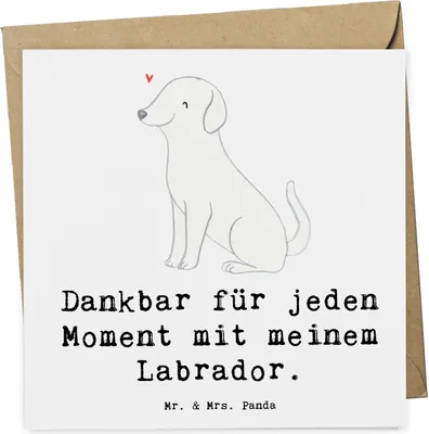 Produktbild von Mr. & Mrs. Panda Grußkarte Labrador Moment - Weiß - Geschenk, faltkarte, Klappkarte, anlasskarte, doppelkarte, Glückwunschkarte
