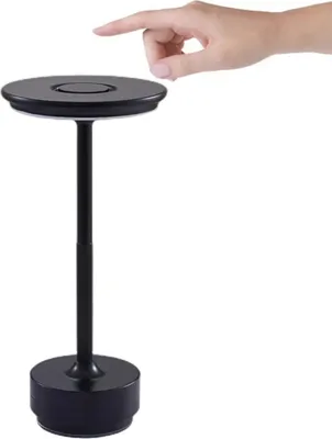 Produktbild von Kabellose Dimmbare LED Akku Tischleuchte Touch Tischlampe Lampe Wohnzimmer Nachttischlampen Dreifarbiges Licht Schwarz