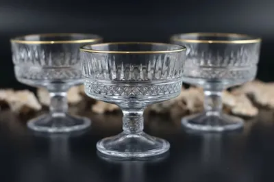 Obrázek produktu pro Pasabahce Elysia Golden Touch 2-pack skleněný pohár na zmrzlinu, miska na nožce, ovocná miska na želé, sklenice na zmrzlinu