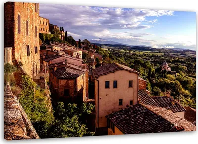 Produktbild von Leinwandbild toskana italien landschaft 60x40 cm Feeby braun wandbild bereit zum aufhängen
