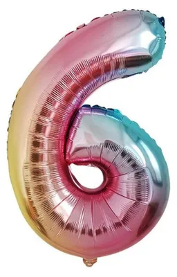 Produktbild von Folienballon Zahl 6, ca. 80 cm, regenbogenfarben