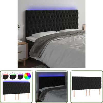 Produktbild von The Living Store LED Kopfteil Schwarz 180x7x118/128 cm Samt