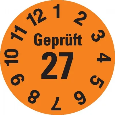 Produktbild von Dreifke® Prüfplakette  27,orange,Dokumentenfolie,selbstklebend,Ø 15mm,...