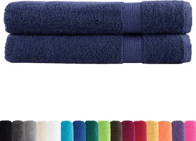 Image de Serviettes de bain vidaXL Premium SOLUND, lot de 2, bleu marine, 100 x 200 cm, 600 g/m²
