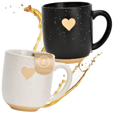 Produktbild von Kaffeetassen 2er Set in Schwarz & Weiß mit Herz