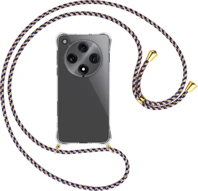 Produktbild von Handykette Backcover-Schutzhülle mit Band (Metall goldfarben) für Oppo Find X8 Pro 5G - blau+beige