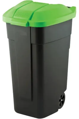 Produktbild von Curver Mülltonne 110L Beige mit grünem Deckel