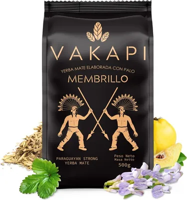 Immagine prodotto di Tè yerba mate VAKAPI Membrillo 500g - yerba mate del Paraguay con frutti di bosco - yerba mate forte in foglie sfuse 0,5kg - vegan - senza glutine