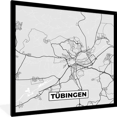 Produktbild von MuchoWow® Gerahmtes Poster Deutschland - Karte - Tübingen - Stadtplan 40x40 cm - Poster mit Schwarzem Bilderrahmen Wandposter Rahmen Foto Bilder - Mit Rahmen - Wanddekoration Schlafzimmer