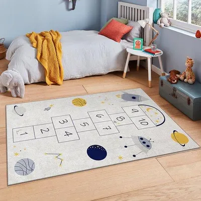 Immagine prodotto di Tappeto Unyqoos® per bambini – Tappeto da gioco per la cameretta, 120x180 cm, base antiscivolo, lavabile in lavatrice a 30 °C, antibatterico, tappetino da gioco per neonati