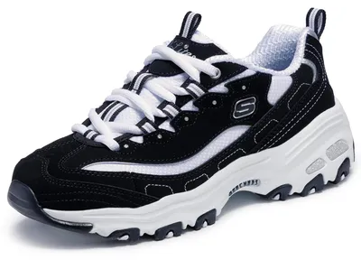 Produktbild von Skechers Damen D'Lites Biggest Fan Trainers, Black Trubuck/White Mesh/ Silver Tr