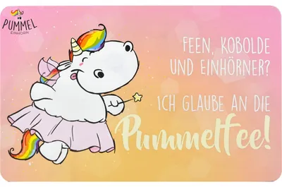 Produktbild von Pummel & Friends Brettchen Feen, Kobolde und Einhörner? Ich glaube an die Pummelfee! Frühstücksbrettchen Schneidebrettchen aus Resopal