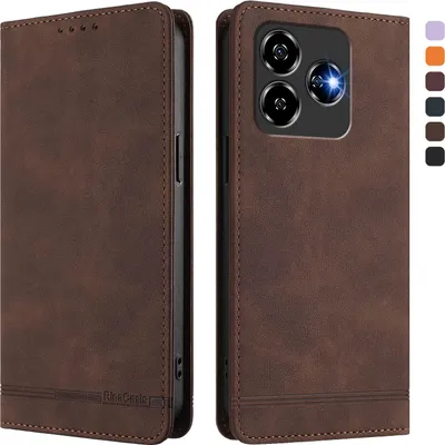 Obrázek produktu pro Pouzdro pro ZTE Blade V60 Vita/V60 Design/Axon 60 Lite, retroPolyuretankožené flip pouzdro s stojánkem a přihrádkami na karty Hnědý