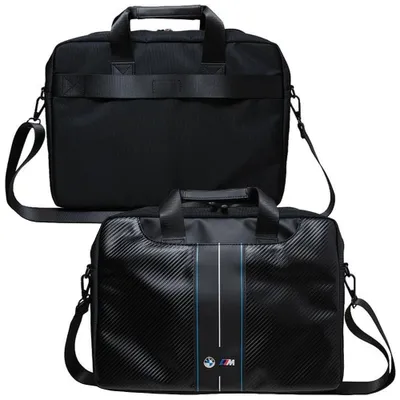 Produktbild von BMW Laptoptasche mit Carbon- und blauen Streifen, 16 Zoll, Schwarz