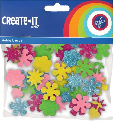 Image de Autocollants en mousse Fleurs pailletées, 25pcs.