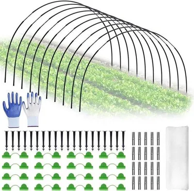 Immagine prodotto di 30 archi per tunnel in fibra di vetro e telo per aiuole rialzate, tunnel per piante, archi, tunnel, telo, aiuola rinforzata per la copertura delle piante.