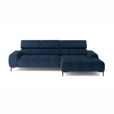 Produktbild von DOMO-HOME Ecksofa PLAZA Mini mit Elektrischer Sitzverstellung 270x177cm | Moderner Stil |Hoher Komfort | Verstellbare Kopfstützen | Bezug Solar in Beige | Farbe dunkelblau | Links