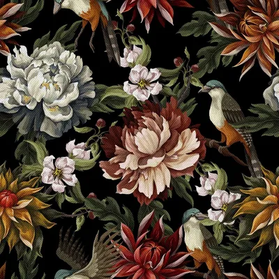 Immagine prodotto di OUTDOOR DECOSTOFFS OXFORD - Motivo peonie e uccelli I DX649