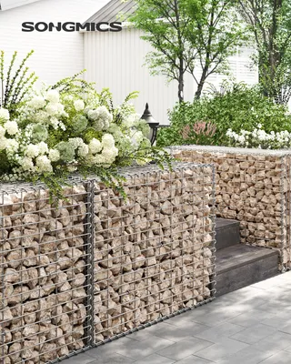 Produktbild von SONGMICS Drahtkorb Gabionen, 100 x 80 x 30 cm, Metall-Steinkörbe, 1er Set