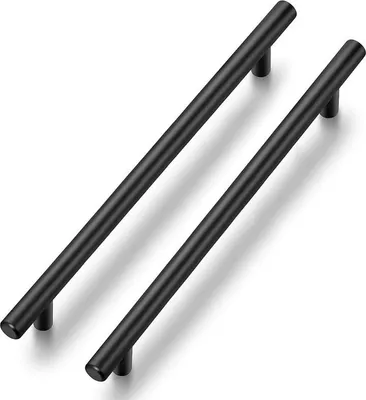 Produktbild von Möbelgriffe für Küchenschränke - 15 Stück - schwarz - Edelstahl - 192 mm
