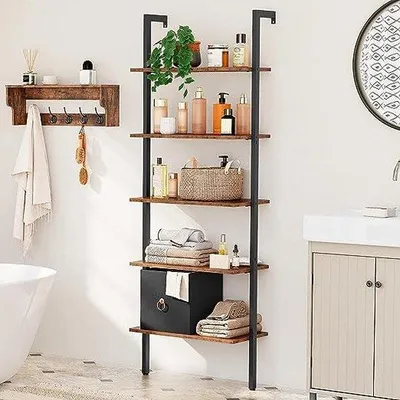 Image de Étagère de rangement Famanu avec 5 étagères et 2 tiroirs - Étagère debout - 60x30x168 cm - Design industriel