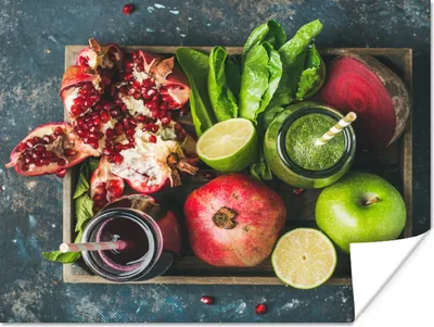 Produktbild von MuchoWow® Poster Obstkiste - Obst - Smoothie 120x90 cm - Wandbild