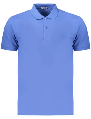 Produktbild von Elegantes Herren-Poloshirt Blau mit Stickerei und 2 Knöpfen