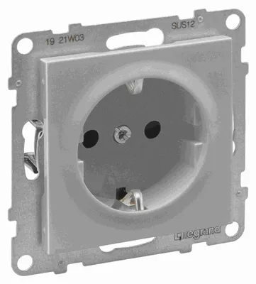 Image de Prise de courant avec contact de sécurité Legrand SEANO, bornes enfichables, avec protection renforcée contre les contacts accidentels, AL, 1 pièce.