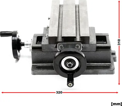 Zdjęcie produktu dla Stół krzyżowy Wiltec 220x100 mm, stół frezarski z osią X 120 mm, osią Y 90 mm, żeliwny stół współrzędnościowy, stół wiertarski, stojak frezarski
