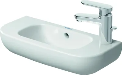 Zdjęcie produktu dla Duravit D-Code - Umywalka 500x220 mm, z przelewem, z otworem na baterię po prawej stronie, biała 07065000082