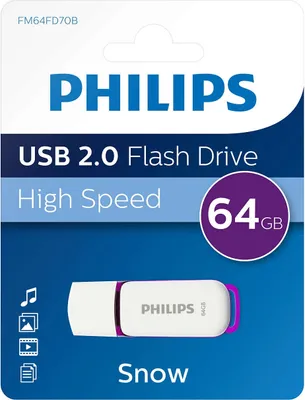 Image de Clé USB Philips 64GB Drive Snow, USB 2.0, couleur : violet