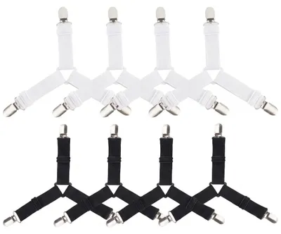Imagen del producto de Sistema de sujeción para sábanas, juego de 8 piezas, sujetadores de sábanas ajustables, abrazaderas metálicas, para ropa de cama