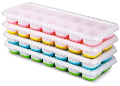 Obrázek produktu pro Forma na kostky ledu s víčkem - Sada 4 misek - Silikon - Se víčkem
