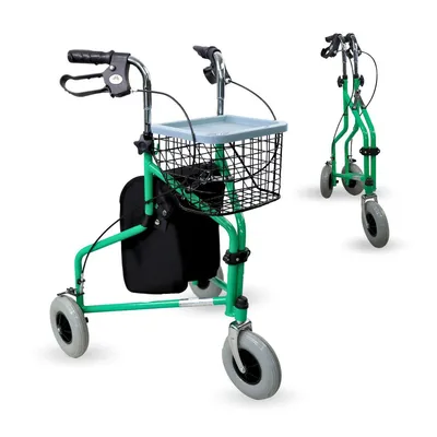 Productafbeelding van Mobiclinic, rollator, Caleta, Fatlbar, driewieler, staal, verstelbaar, mand/tas, groen