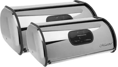 Produktbild von MAESTRO MR-1675 2 x Brotkasten Set Brotkasten Brötchen Aufbewahrungsbehälter 2 verschiedene Größen