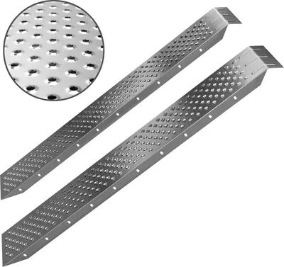 Produktbild von MONZANA® 2x Auffahrrampe 400 kg Tragfähigkeit galvanisierter Stahl 160x22,5x4,5cm rutschfeste perforierte Oberfläche PKW Transport Laderampe Rampe