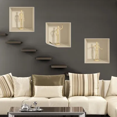 Image de Autocollants à effet 3D avec 3 silhouettes, 30 x 90 cm