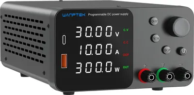 Produktbild von WANPTEK Variables Gleichstromnetzteil, 30 V, 10 A, Tischnetzteil mit 4-stelliger LED-Anzeige, einstellbares Schaltnetzteil mit Encoder-Einstellknopf, Taste zum Aktivieren/Deaktivieren des Ausgangs