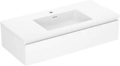 Produktbild von Mexen Orio Badezimmerschrank 100 cm mit Waschbecken Otis, 1 Schublade, weiß matt - 91A10-10023-1-BF01-W18M01