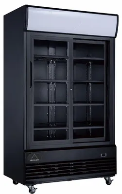 Produktbild von Gastro Getränkekühlschrank | Flaschenkühlschrank | Gewerbekühlschrank | 2 Schiebetüren | Schwarz | 1013 Liter | 0 bis +10 °C