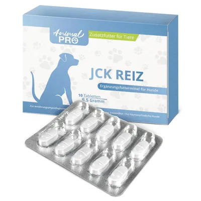 Produktbild von JCK REIZ | Haut und Fell Tabletten für Hunde | pflanzliche Rezeptur und schonend verarbreitet