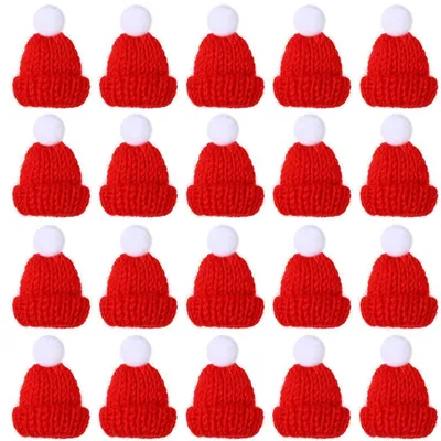 Produktbild von Mini Strickmützen - 20 Stück Set - Puppenzubehör und Dekoration - Mehrfarbig