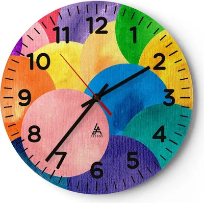 Produktbild von Wanduhr - Rund - Glasuhr - Abstraktion modern - 40x40cm - Schleichendes Uhrwerk - Lautlos - zum Aufhängen bereit - Dekoration Modern - Wanddekoration aus Glas - C4AR40x40-3794