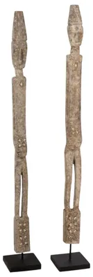 Produktbild von J-Line Holzfigur Kali Albasia 2er Set 120 cm, sortierte Figuren auf Fuß aus Holz, hohe Standdeko in Naturtönen für Wohnzimmer, Flur, Ethno, Boho & Rustic Deko, Ethno Dekofigur Skulptur für Wohnzimmer